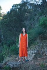 Hemp Linen Button V Dress - GOOD STUDIOS