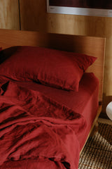 Burgundy Hemp Linen Bedding Set