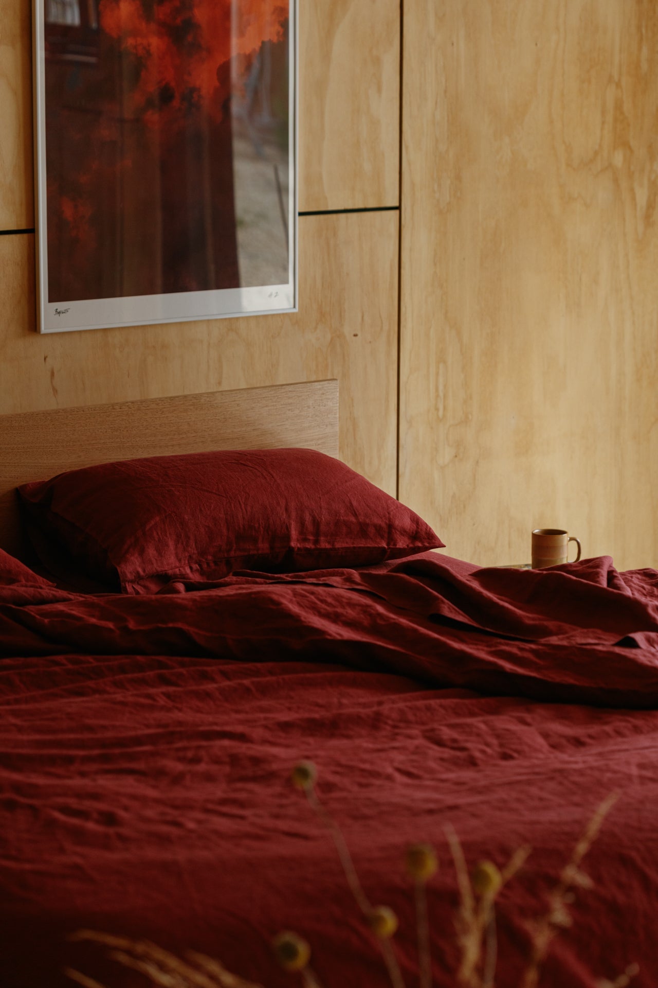 Burgundy Hemp Linen Top Sheet