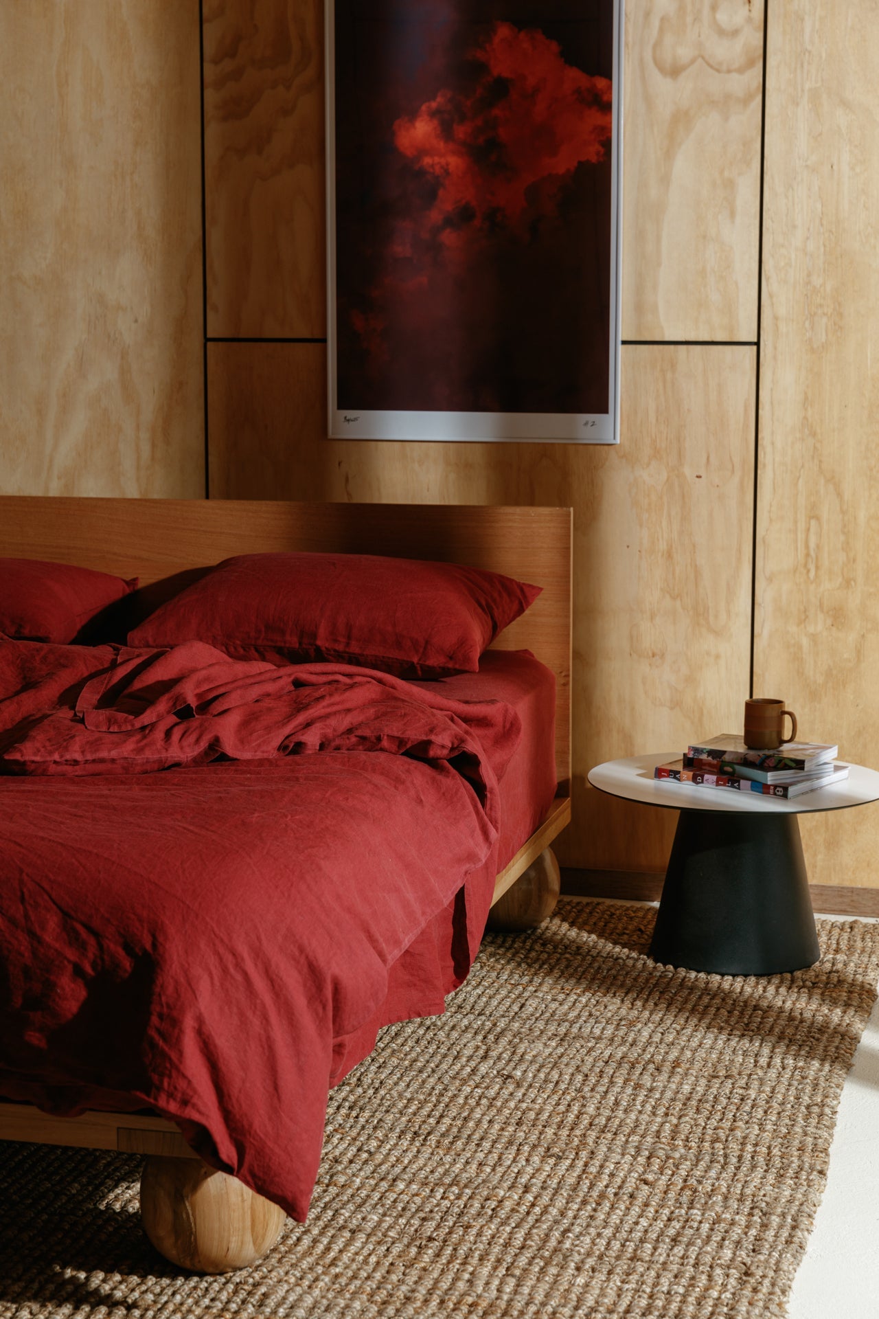 Burgundy Hemp Linen Top Sheet