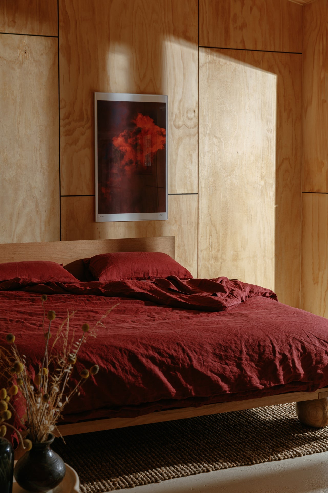 Burgundy Hemp Linen Top Sheet
