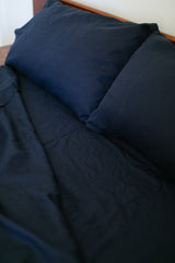Navy Hemp Linen Pillowcase Set