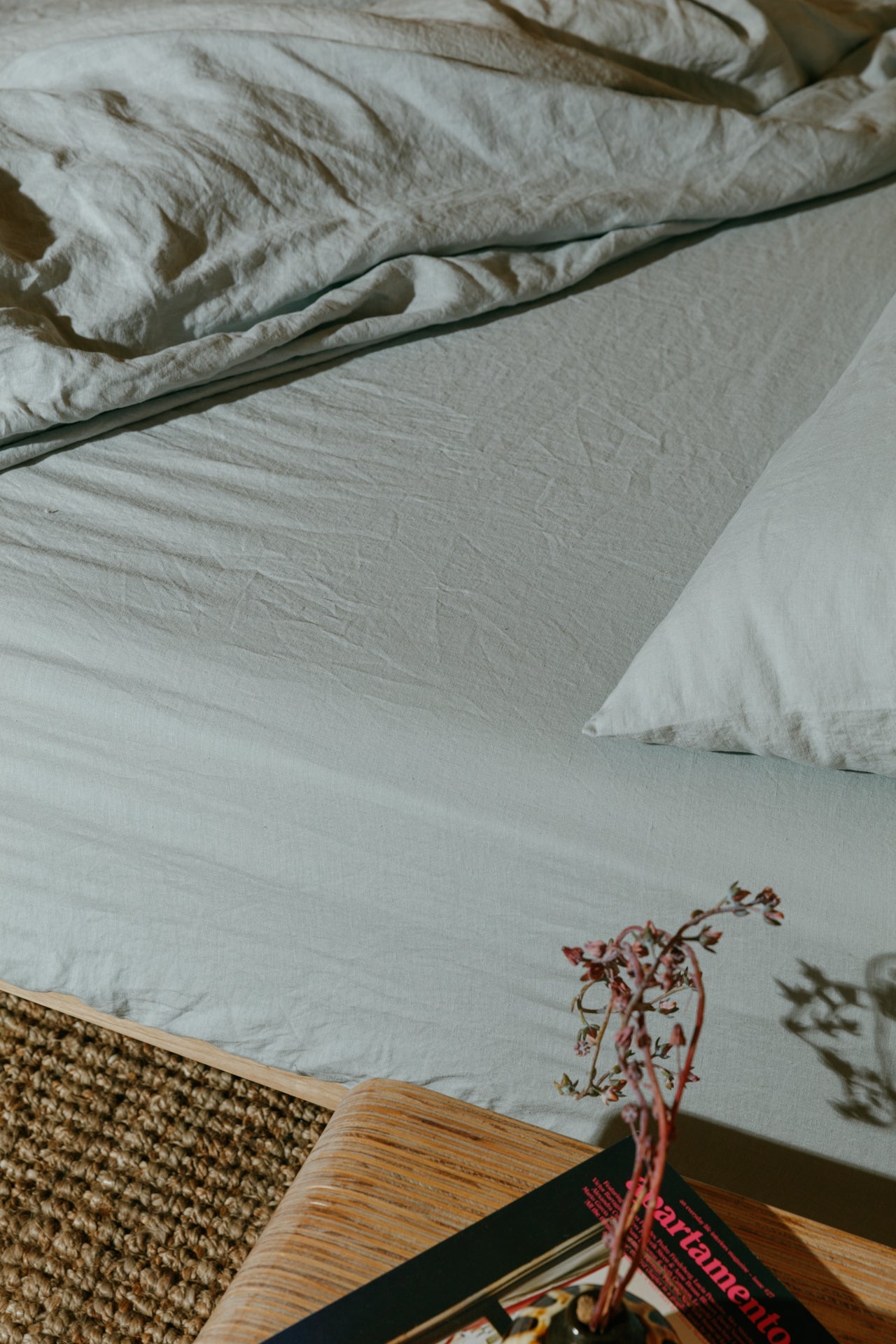 Powder Blue Hemp Linen Fitted Sheet