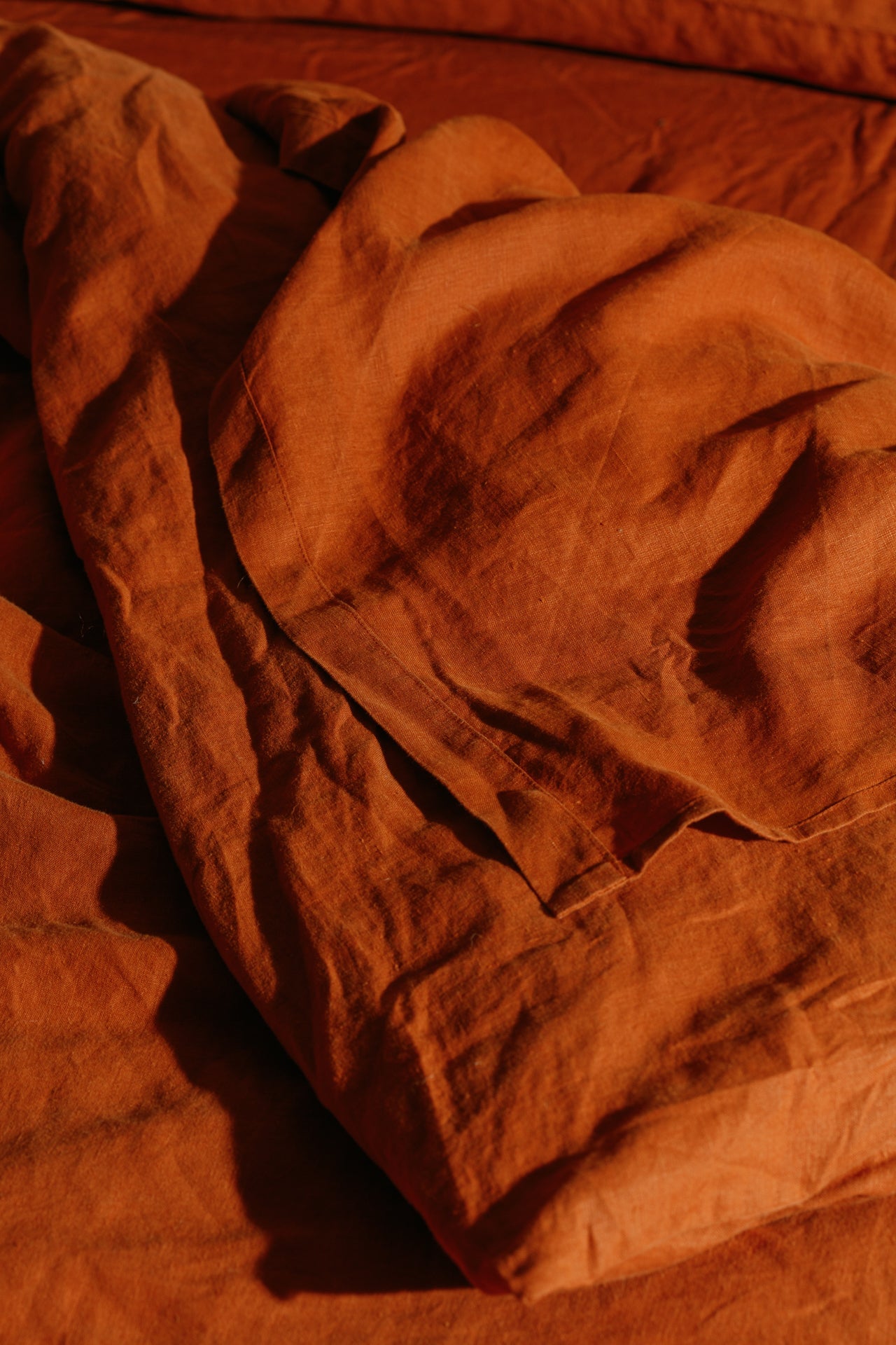 Terracotta Hemp Linen Fitted Sheet